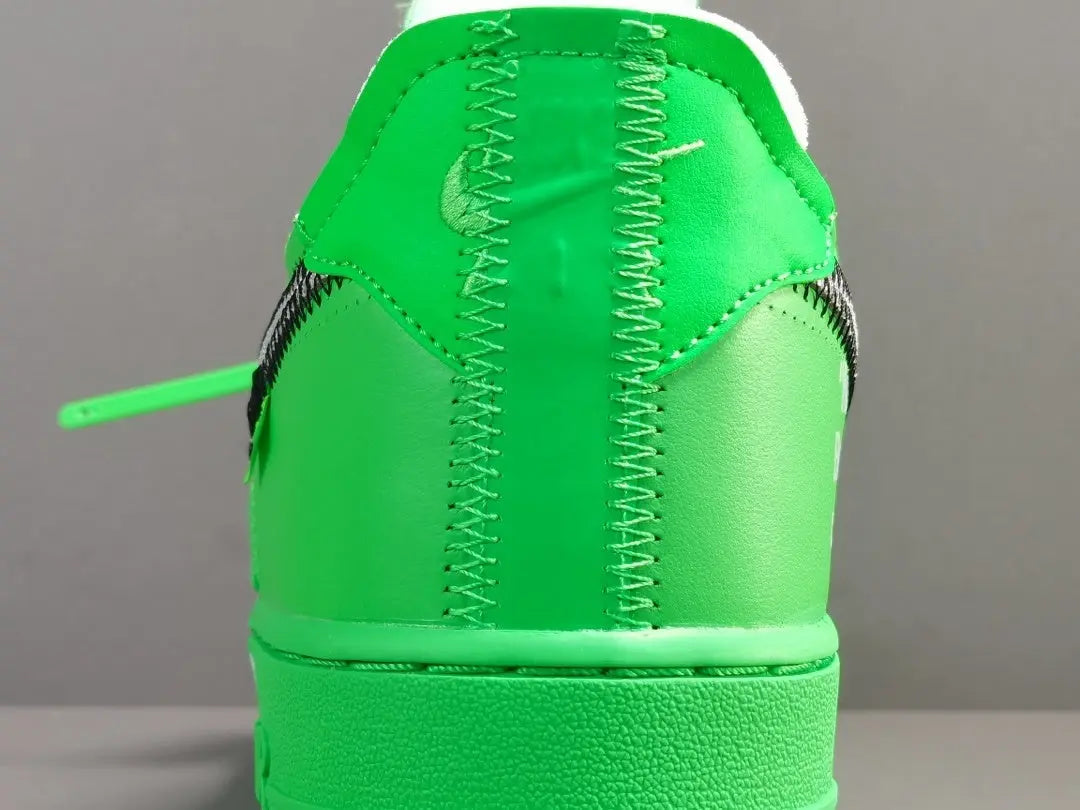 Nike Air Force 1 x Off-White Brooklyn with green leather upper and signature zip tie