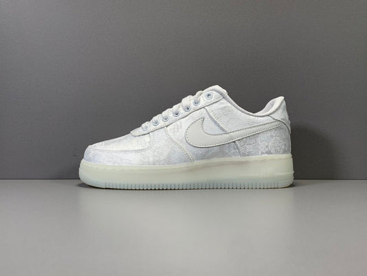 Nike Air Force 1 x CLOT 1WORLD sneaker with white leather and silk-inspired overlays