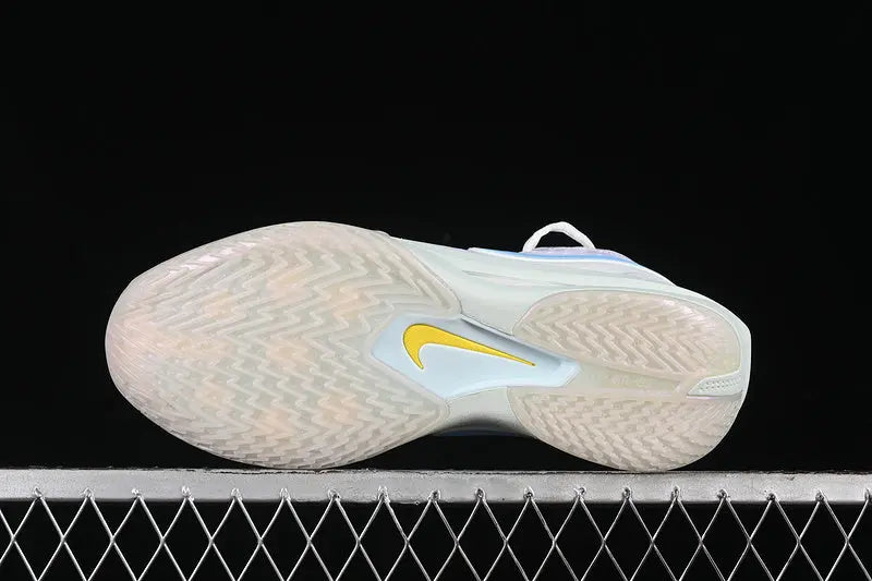 Nike Air Zoom GT Cut 3 White Aquarius Blue basketball shoes front view performance sneakers