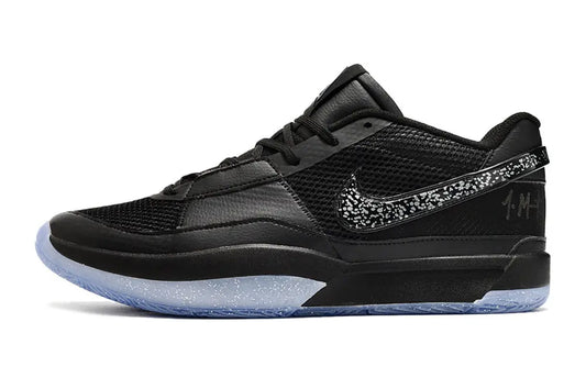 nike ja 1 x swarovski midnight basketball shoes side view with sparkling accents and dark midnight colorway