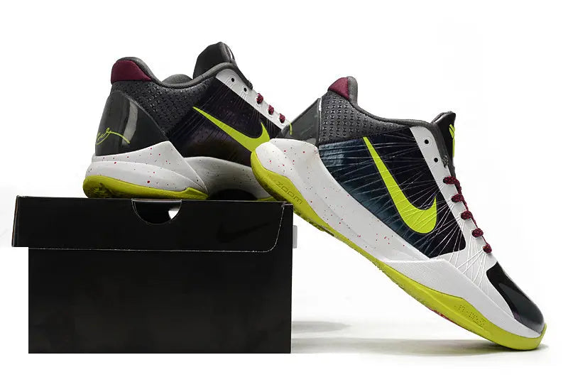 Nike Kobe 5 Protro Chaos basketball shoes in black and yellow chaotic-inspired colorway