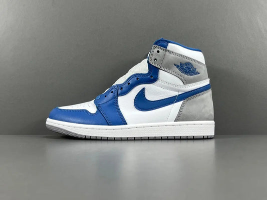 Air Jordan 1 High Retro OG True Blue side view white blue leather sneaker