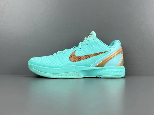 Nike Kobe 6 Protro Jalen Brunson Statue of Liberty basketball shoes green and metallic design