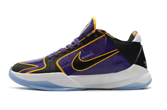 Nike Kobe 5 Protro Lakers edition basketball shoes in purple gold colorway