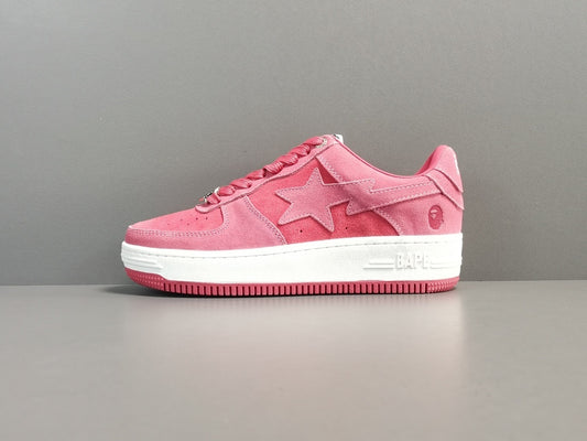 BAPE STA LOW sneakers soft pink suede streetwear casual premium shoes