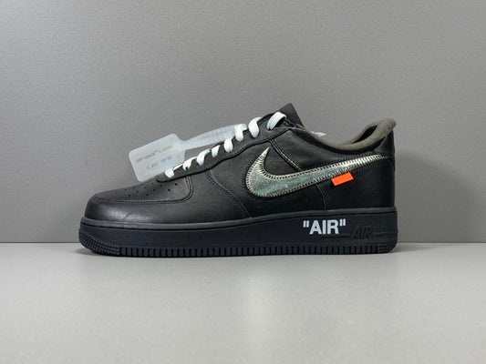 Nike Air Force 1 x Off-White MoMA black deconstructed sneaker collaboration closeup