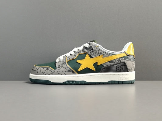 BAPE SK8 STA sneakers grey mustard yellow streetwear casual premium stylish shoes