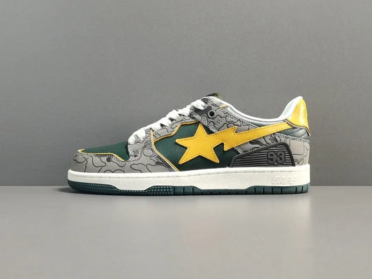 BAPE SK8 STA sneakers grey mustard yellow streetwear casual premium stylish shoes