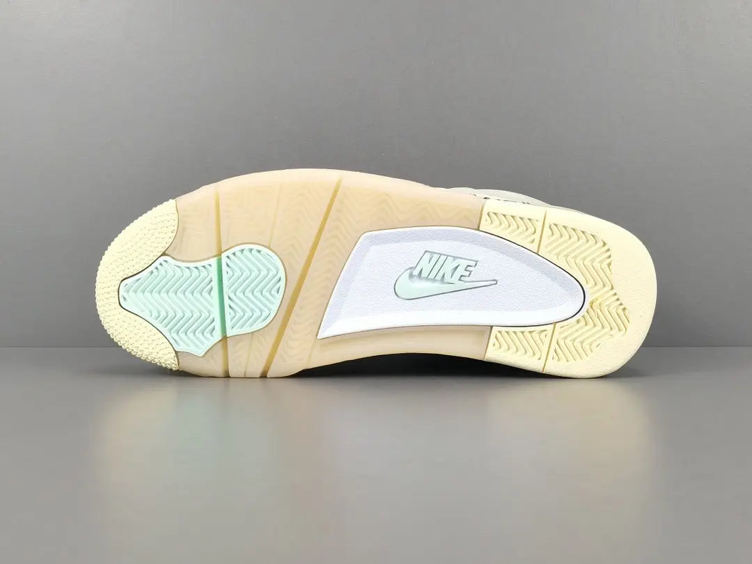 Off-White Jordan 4 Sail sneaker with translucent cage details and zip tie