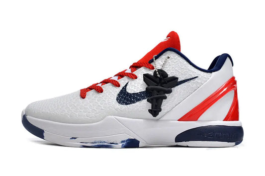 Nike Kobe 6 Protro Team USA PE basketball shoes in patriotic colors.