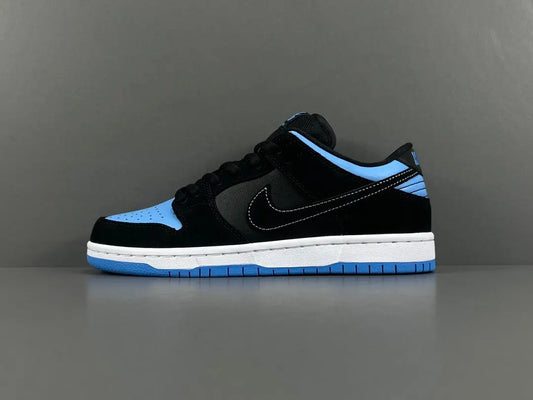Nike SB Dunk Low Black University Blue sneaker premium leather suede limited edition skateboarding streetwear shoe