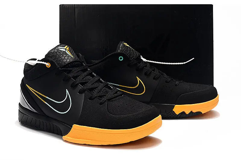 Nike Kobe 4 Protro FTB Snake basketball shoes with black and gold snake-inspired design
