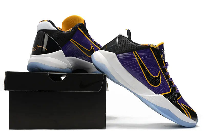 Nike Kobe 5 Protro Lakers edition basketball shoes in purple gold colorway