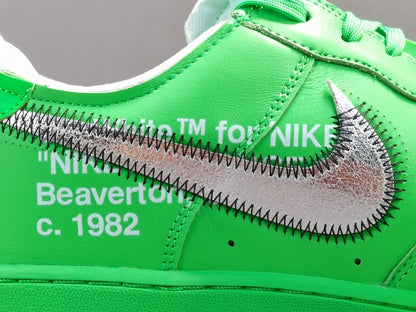Nike Air Force 1 x Off-White Brooklyn with green leather upper and signature zip tie