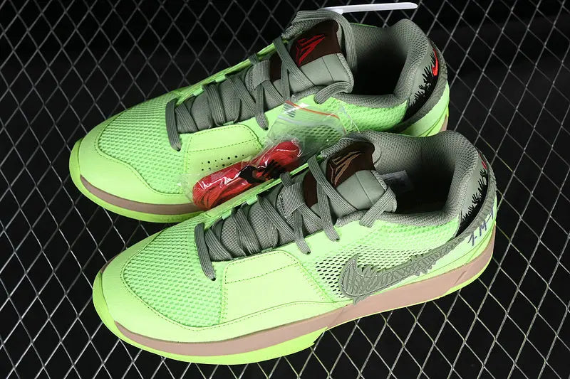 nike ja 1 x halloween zombie basketball shoes side view with spooky halloween colorway and edgy design