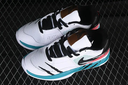 nike ja 1 x reverse scratch basketball shoes side view with bold inverted scratch colorway