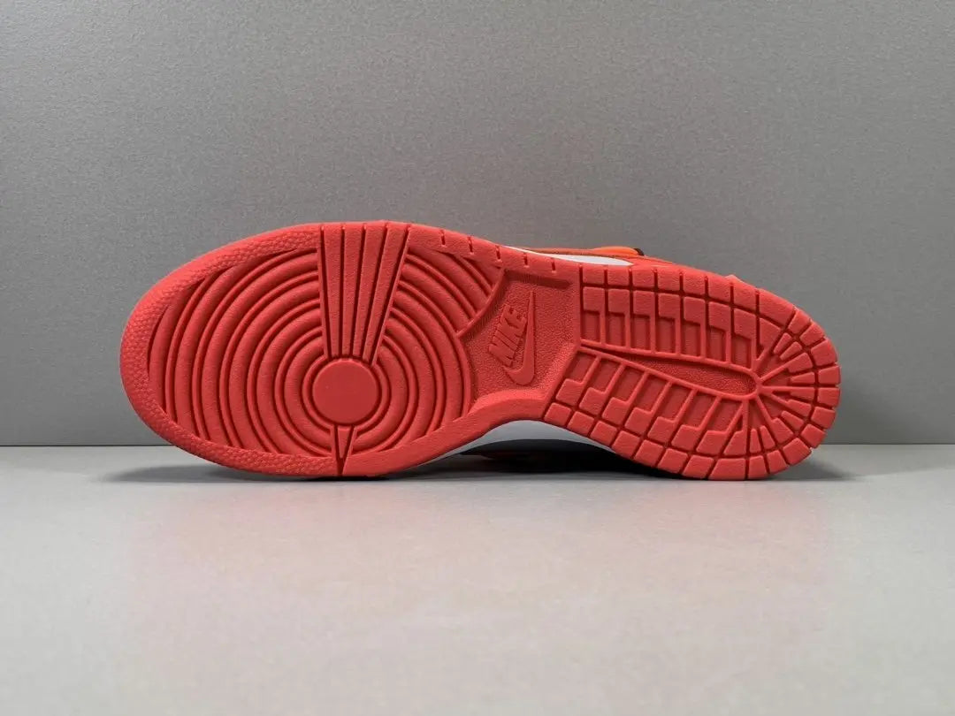 Nike Dunk Off White University Red grey low top sneaker side view