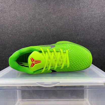 Nike Kobe 6 Protro Grinch basketball shoes green and red holiday-inspired design

