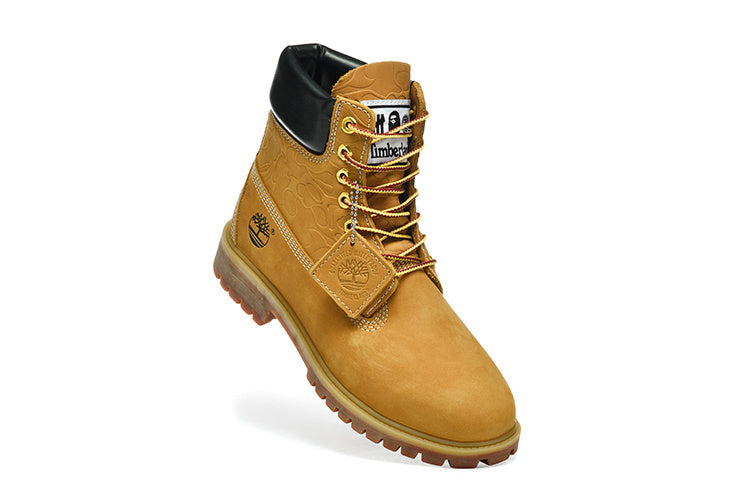 Timberland 6 inch BAPE UNDEFEATED collaboration leather boot limited edition street style
