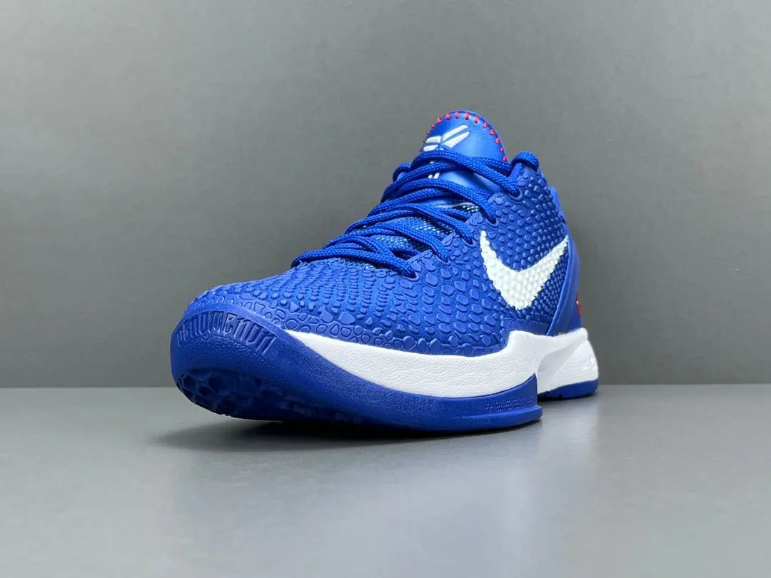 Nike Kobe 6 Protro Dodgers edition basketball shoes in blue and white.
