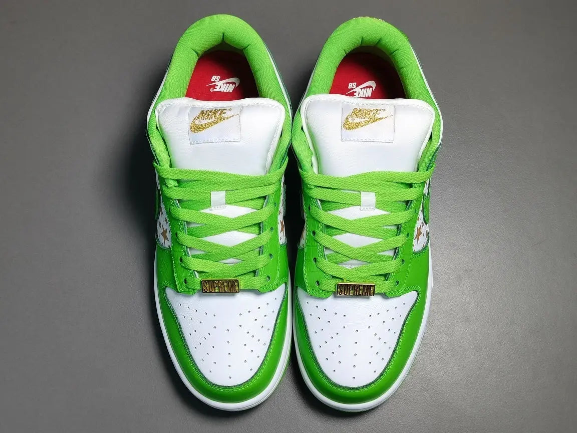 Nike SB Dunk Low Supreme Stars Mean Green skate shoes premium leather
