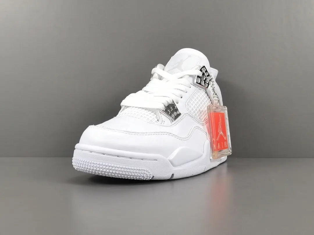 Jordan 4 Pure Money white metallic silver leather retro sneakers unisex premium
