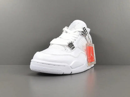 Jordan 4 Pure Money white metallic silver leather retro sneakers unisex premium
