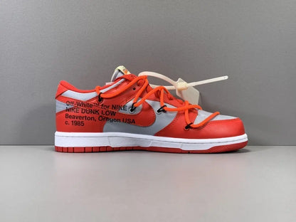 Nike Dunk Off White University Red grey low top sneaker side view