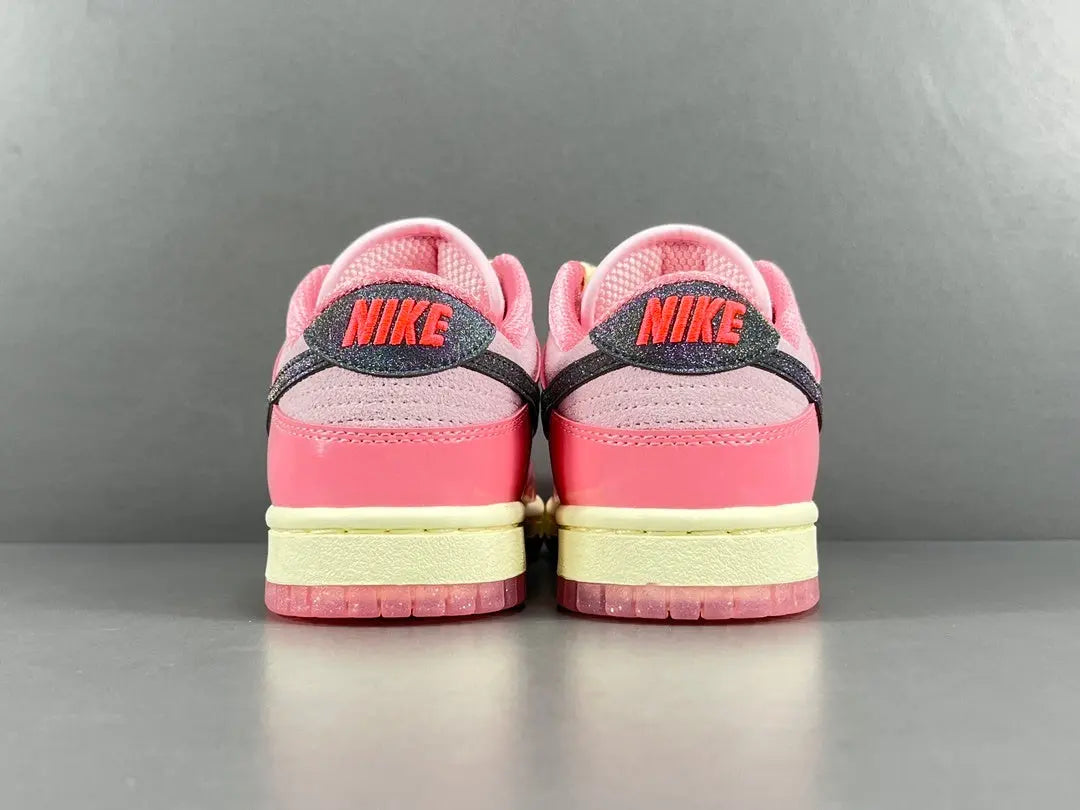 Nike Dunk x Barbie low top sneaker hot pink white side view