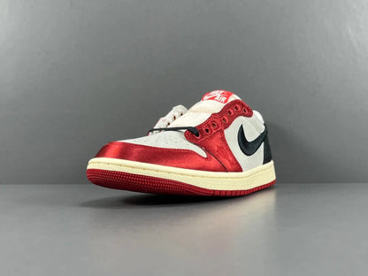 Air Jordan 1 Low OG Trophy Room side view white red leather sneaker