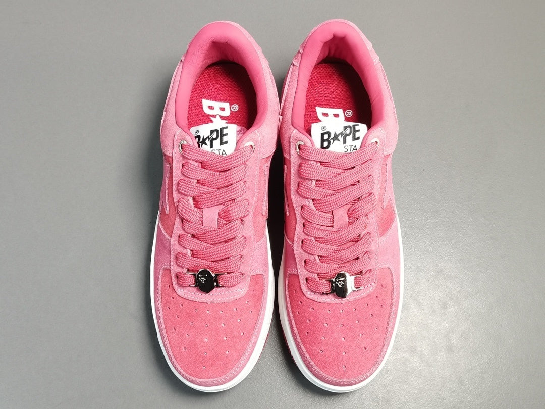 BAPE STA LOW sneakers soft pink suede streetwear casual premium shoes