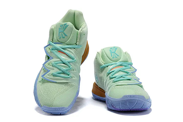 Nike Kyrie 5 x SpongeBob Squidward basketball shoes – teal low-top sneakers with Zoom Air cushioning and character-inspired design