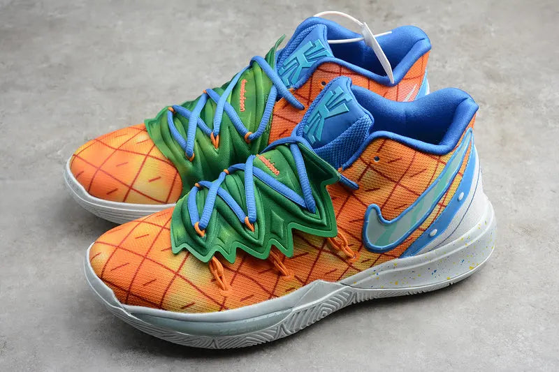 Nike Kyrie 5 x SpongeBob Pineapple House basketball shoes – orange textured sneakers inspired by SpongeBob home with Zoom Air cushioning