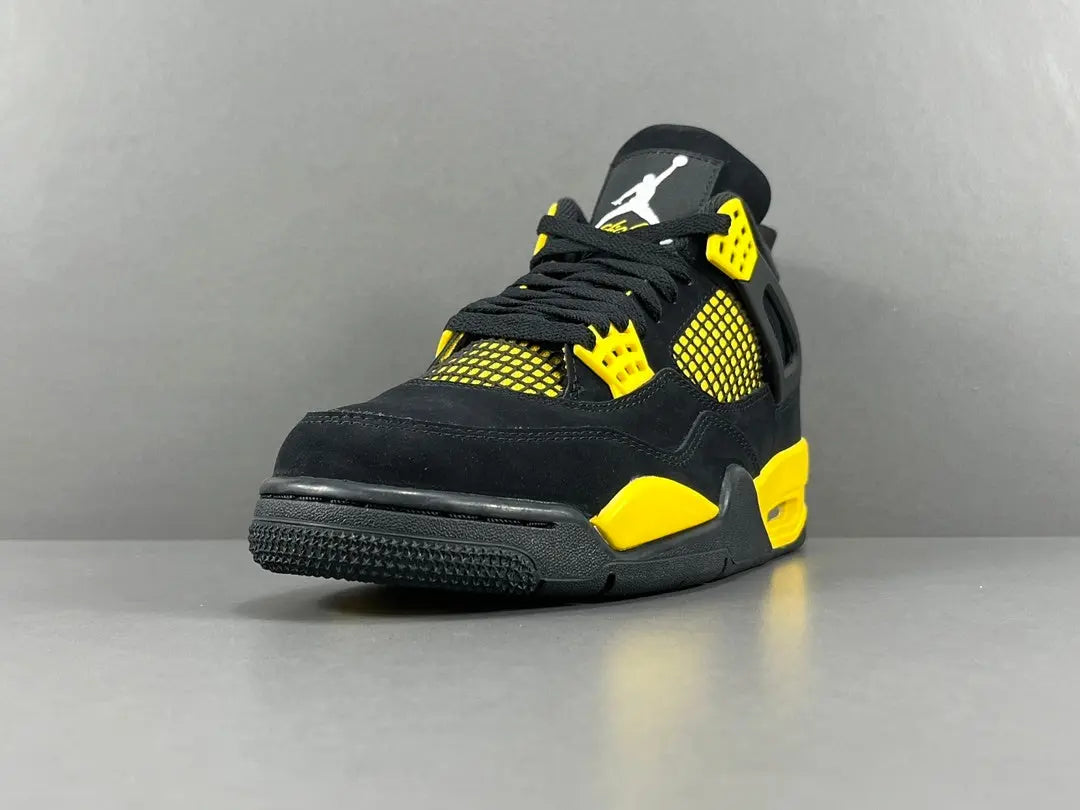 Jordan 4 Thunder black yellow premium limited edition retro basketball sneakers men’s
