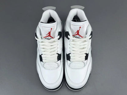 Air Jordan 4 White Cement sneakers with iconic cement print and design
