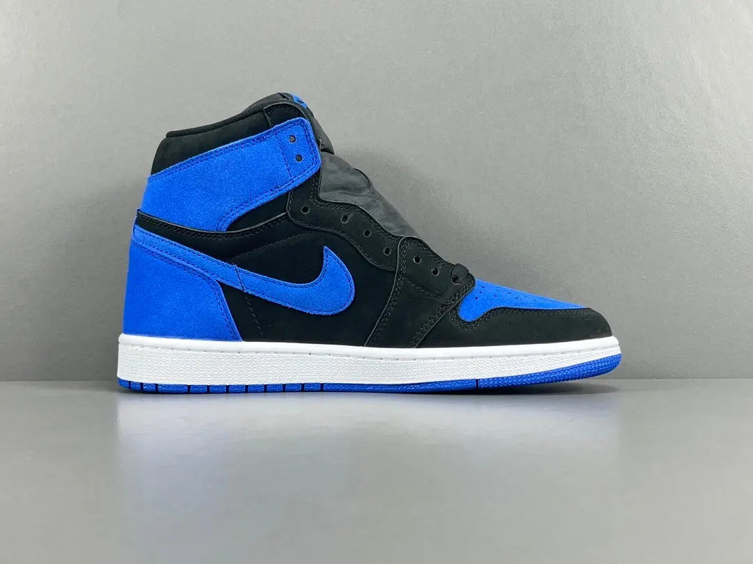 Air Jordan 1 High OG Royal Reimagined side view blue white leather sneaker