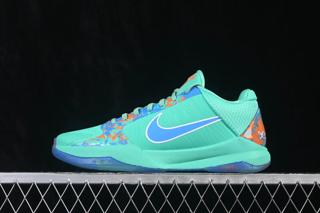 Nike Kobe 5 Protro Jalen Brunson NY vs NY PE in Menta Blue Glow Orange Horizon colorway side view