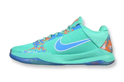Nike Kobe 5 Protro Jalen Brunson NY vs NY PE in Menta Blue Glow Orange Horizon colorway side view