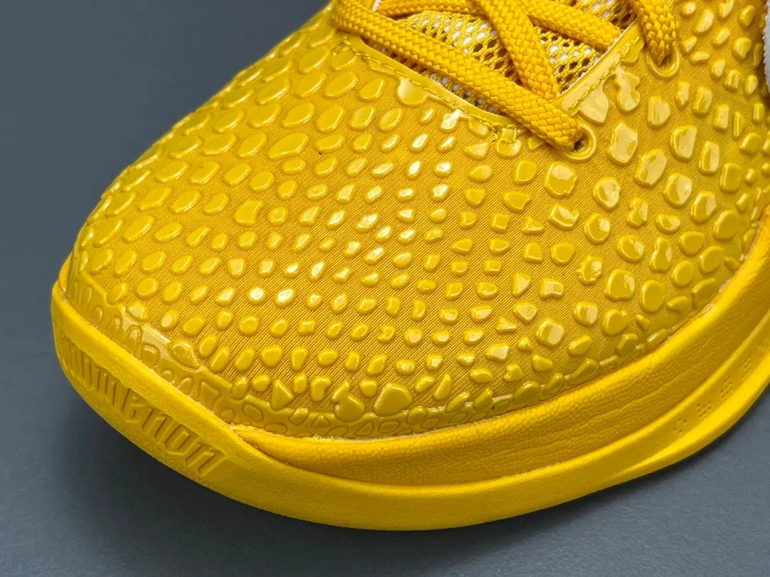 Nike Kobe 6 Protro Off-White yellow basketball shoes with bold collaborative design
