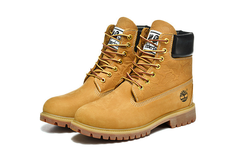 Timberland 6 inch BAPE UNDEFEATED collaboration leather boot limited edition street style
