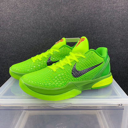 Nike Kobe 6 Protro Grinch basketball shoes green and red holiday-inspired design
