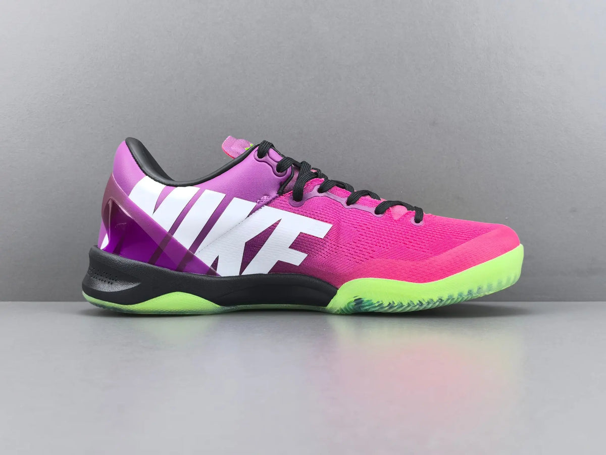 Nike Kobe 8 Protro Mambacurial basketball shoes in Red Plum Pink Flash Electric Green gradient colorway