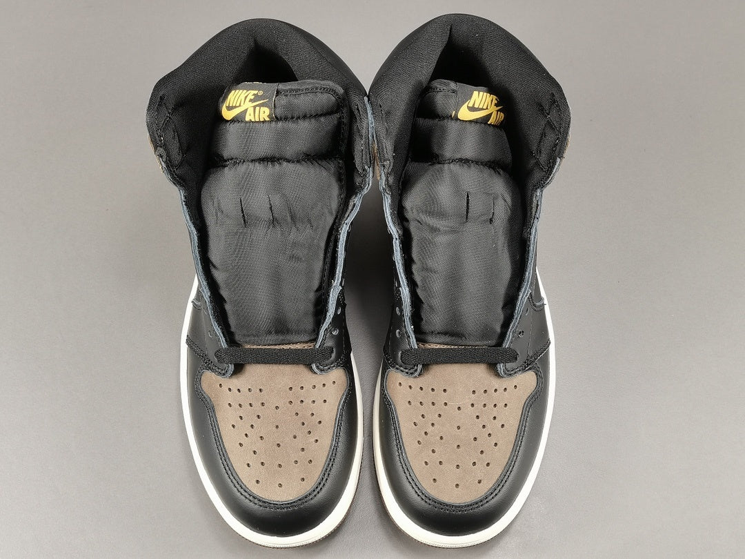 Jordan 1 Retro High Palomino sneakers with black leather and brown suede
