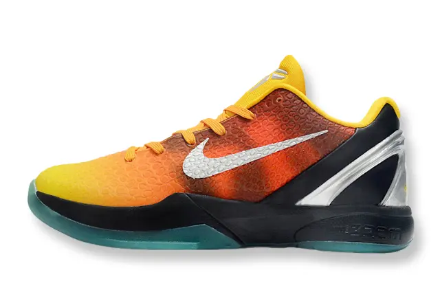 Nike Kobe 6 ASG Orange County Sunset sneakers with vibrant gradient colors and low-top silhouette.
