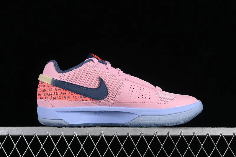 nike ja 1 x day one soft pink basketball shoes side view with fresh soft pink colorway