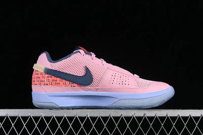 nike ja 1 x day one soft pink basketball shoes side view with fresh soft pink colorway