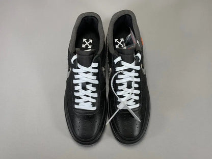 Nike Air Force 1 x Off-White MoMA black deconstructed sneaker collaboration closeup
