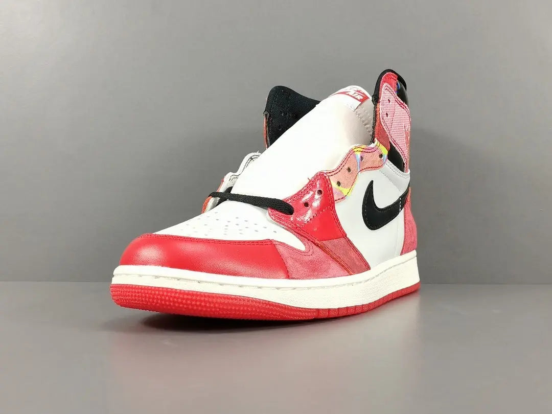 Air Jordan 1 High OG Spider-Man side view red blue black leather sneaker