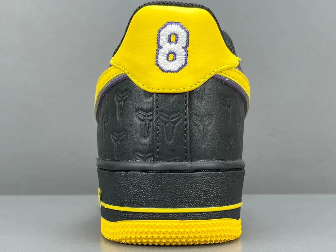 Nike Air Force 1 Kobe Bryant Lakers Away purple and gold leather sneakers
