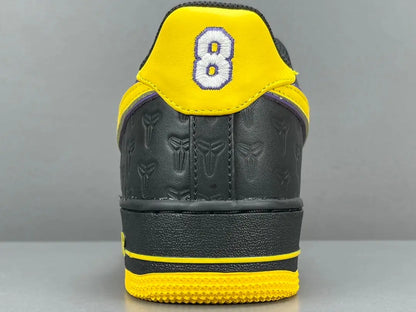 Nike Air Force 1 Kobe Bryant Lakers Away purple and gold leather sneakers
